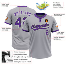 Загрузить изображение в средство просмотра галереи, Custom Gray Purple-Black Two-Button Unisex Softball Jersey
