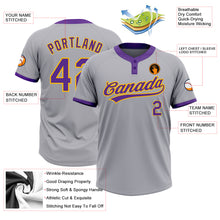 Charger l&#39;image dans la galerie, Custom Gray Purple-Gold Two-Button Unisex Softball Jersey
