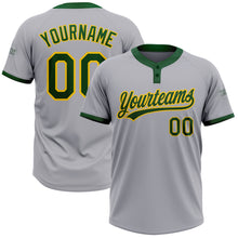 Загрузить изображение в средство просмотра галереи, Custom Gray Green-Gold Two-Button Unisex Softball Jersey
