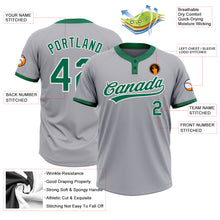 Load image into Gallery viewer, Custom Gray Kelly Green-White Two-Button Unisex Softball Jersey
