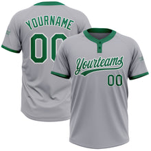 Load image into Gallery viewer, Custom Gray Kelly Green-White Two-Button Unisex Softball Jersey
