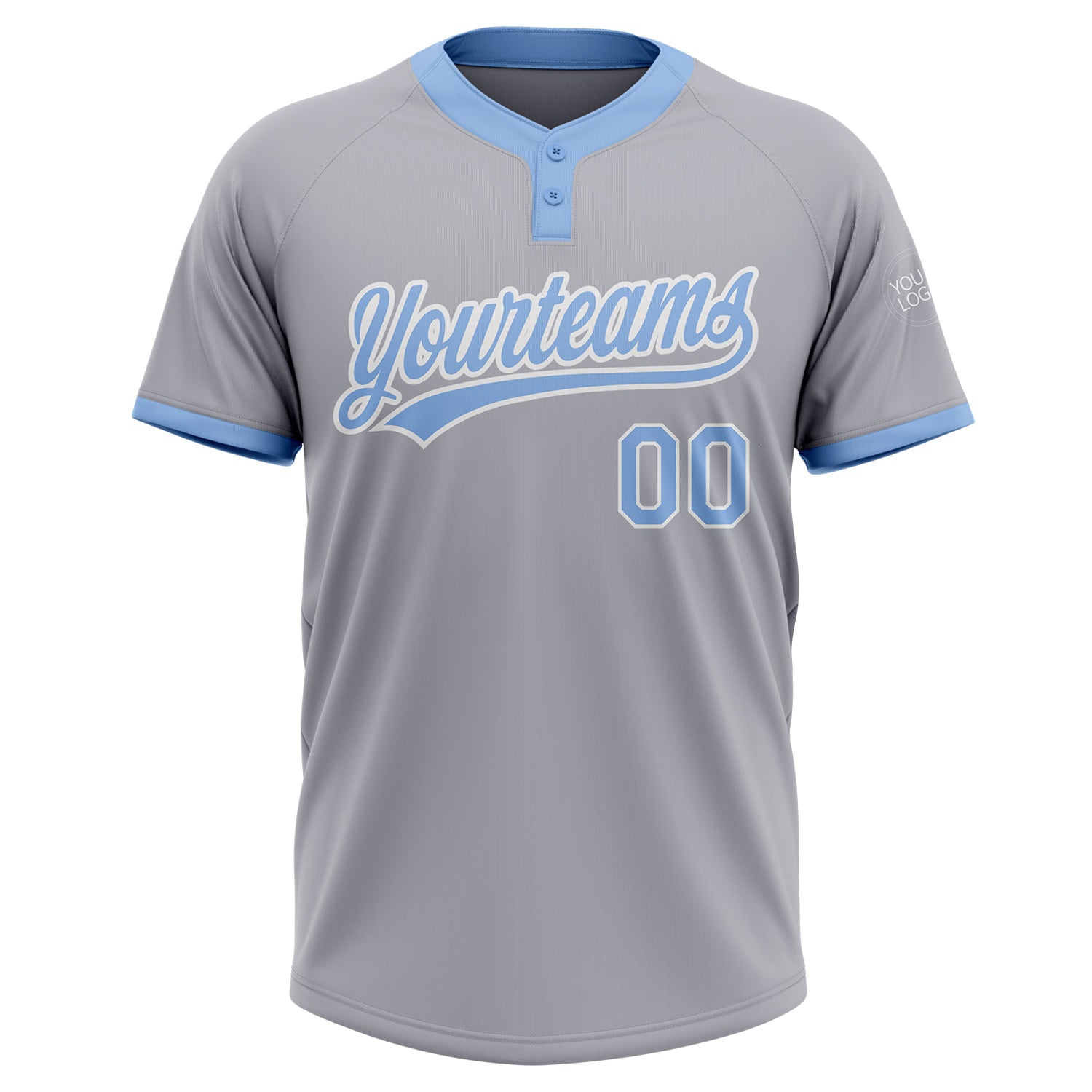  2-Button 2 Color Print Custom Baseball Jersey Adult Small Light  Blue & White : Sports & Outdoors