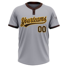 Загрузить изображение в средство просмотра галереи, Custom Gray Brown-Gold Two-Button Unisex Softball Jersey
