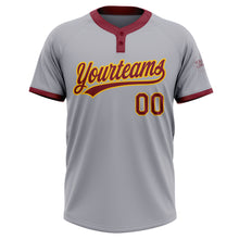 Charger l&#39;image dans la galerie, Custom Gray Crimson-Gold Two-Button Unisex Softball Jersey
