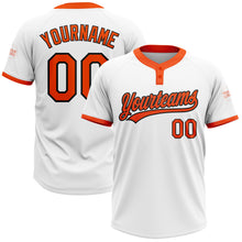 Load image into Gallery viewer, Custom White Orange-Black Two-Button Unisex Softball Jersey
