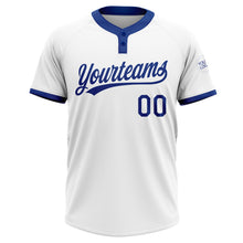 Load image into Gallery viewer, Custom White Royal Two-Button Unisex Softball Jersey
