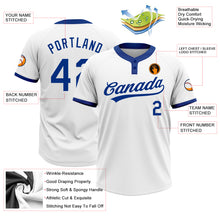 Load image into Gallery viewer, Custom White Royal Two-Button Unisex Softball Jersey
