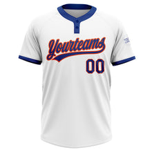 Загрузить изображение в средство просмотра галереи, Custom White Royal-Orange Two-Button Unisex Softball Jersey
