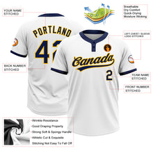 Load image into Gallery viewer, Custom White Navy-Gold Two-Button Unisex Softball Jersey
