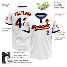 Load image into Gallery viewer, Custom White Navy-Orange Two-Button Unisex Softball Jersey
