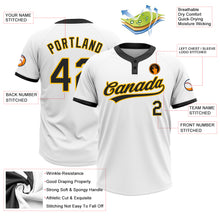 Load image into Gallery viewer, Custom White Black-Gold Two-Button Unisex Softball Jersey
