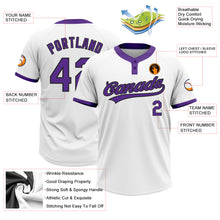 Load image into Gallery viewer, Custom White Purple-Black Two-Button Unisex Softball Jersey
