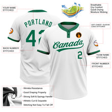 Load image into Gallery viewer, Custom White Kelly Green Two-Button Unisex Softball Jersey
