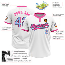 Load image into Gallery viewer, Custom White Light Blue Black-Pink Two-Button Unisex Softball Jersey
