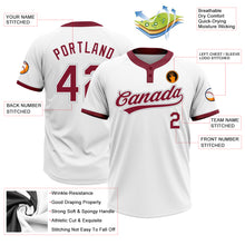 Load image into Gallery viewer, Custom White Crimson-Gray Two-Button Unisex Softball Jersey
