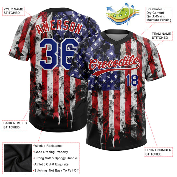 Cheap Custom White Red-Royal 3D American Flag Authentic Baseball Jersey  Free Shipping – CustomJerseysPro