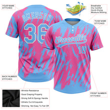 Загрузить изображение в средство просмотра галереи, Custom Pink Powder Blue-White 3D Pattern Two-Button Unisex Softball Jersey
