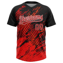 Laden Sie das Bild in den Galerie-Viewer, Custom Black Red-White 3D Pattern Two-Button Unisex Softball Jersey
