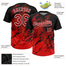 Laden Sie das Bild in den Galerie-Viewer, Custom Black Red-White 3D Pattern Two-Button Unisex Softball Jersey
