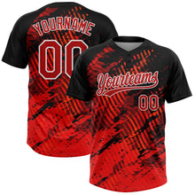 Laden Sie das Bild in den Galerie-Viewer, Custom Black Red-White 3D Pattern Two-Button Unisex Softball Jersey
