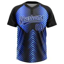 Load image into Gallery viewer, Custom Black Royal-Powder Blue 3D Pattern Two-Button Unisex Softball Jersey
