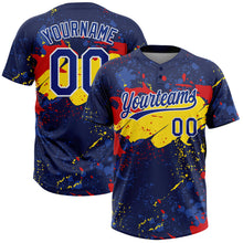 Загрузить изображение в средство просмотра галереи, Custom Figure Royal Gold-Red 3D Pattern Two-Button Unisex Softball Jersey
