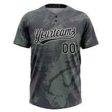 Laden Sie das Bild in den Galerie-Viewer, Custom Olive Black-White 3D Pattern Salute To Service Two-Button Unisex Softball Jersey
