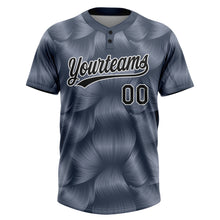 Load image into Gallery viewer, Custom Steel Gray Black-White 3D Pattern Two-Button Unisex Softball Jersey
