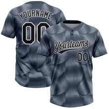 Load image into Gallery viewer, Custom Steel Gray Black-White 3D Pattern Two-Button Unisex Softball Jersey
