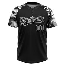 Laden Sie das Bild in den Galerie-Viewer, Custom Black Black-Camo 3D Pattern Two-Button Unisex Softball Jersey
