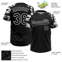 Laden Sie das Bild in den Galerie-Viewer, Custom Black Black-Camo 3D Pattern Two-Button Unisex Softball Jersey
