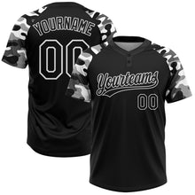 Laden Sie das Bild in den Galerie-Viewer, Custom Black Black-Camo 3D Pattern Two-Button Unisex Softball Jersey
