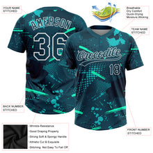 Laden Sie das Bild in den Galerie-Viewer, Custom Green Midnight Green-Teal 3D Pattern Two-Button Unisex Softball Jersey
