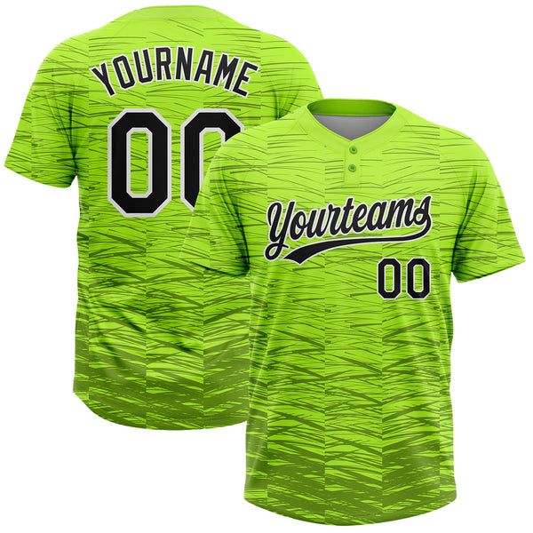 Green Black and White Custom Two-Button Baseball Jerseys | YoungSpeeds