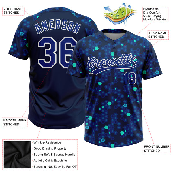 Blue Black Sublimated Custom 2-Button Baseball Jerseys | YoungSpeeds