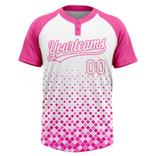 Load image into Gallery viewer, Custom Pink White 3D Pattern Two-Button Unisex Softball Jersey
