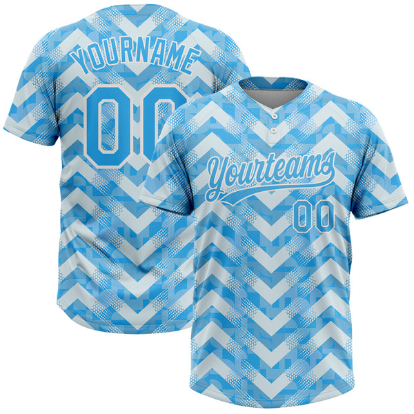 Custom Light Blue Red-White Two-Button Unisex Softball Jersey Fast