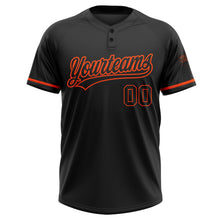 Load image into Gallery viewer, Custom Black Black-Orange Two-Button Unisex Softball Jersey
