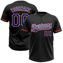 Load image into Gallery viewer, Custom Black Royal-Orange Two-Button Unisex Softball Jersey
