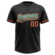 Load image into Gallery viewer, Custom Black Orange-Kelly Green Two-Button Unisex Softball Jersey
