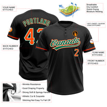 Load image into Gallery viewer, Custom Black Orange-Kelly Green Two-Button Unisex Softball Jersey
