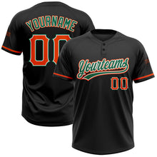 Load image into Gallery viewer, Custom Black Orange-Kelly Green Two-Button Unisex Softball Jersey
