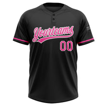 Загрузить изображение в средство просмотра галереи, Custom Black Pink-White Two-Button Unisex Softball Jersey
