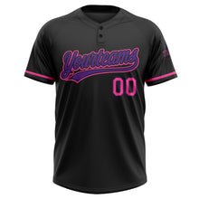 Загрузить изображение в средство просмотра галереи, Custom Black Pink-Purple Two-Button Unisex Softball Jersey
