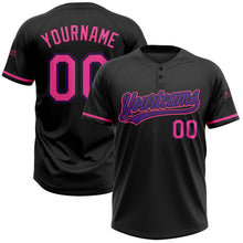 Загрузить изображение в средство просмотра галереи, Custom Black Pink-Purple Two-Button Unisex Softball Jersey
