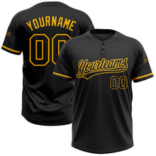 Загрузить изображение в средство просмотра галереи, Custom Black Black-Gold Two-Button Unisex Softball Jersey
