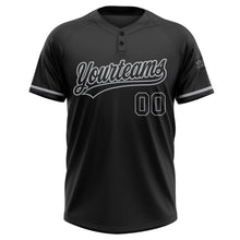 Загрузить изображение в средство просмотра галереи, Custom Black Black-Gray Two-Button Unisex Softball Jersey
