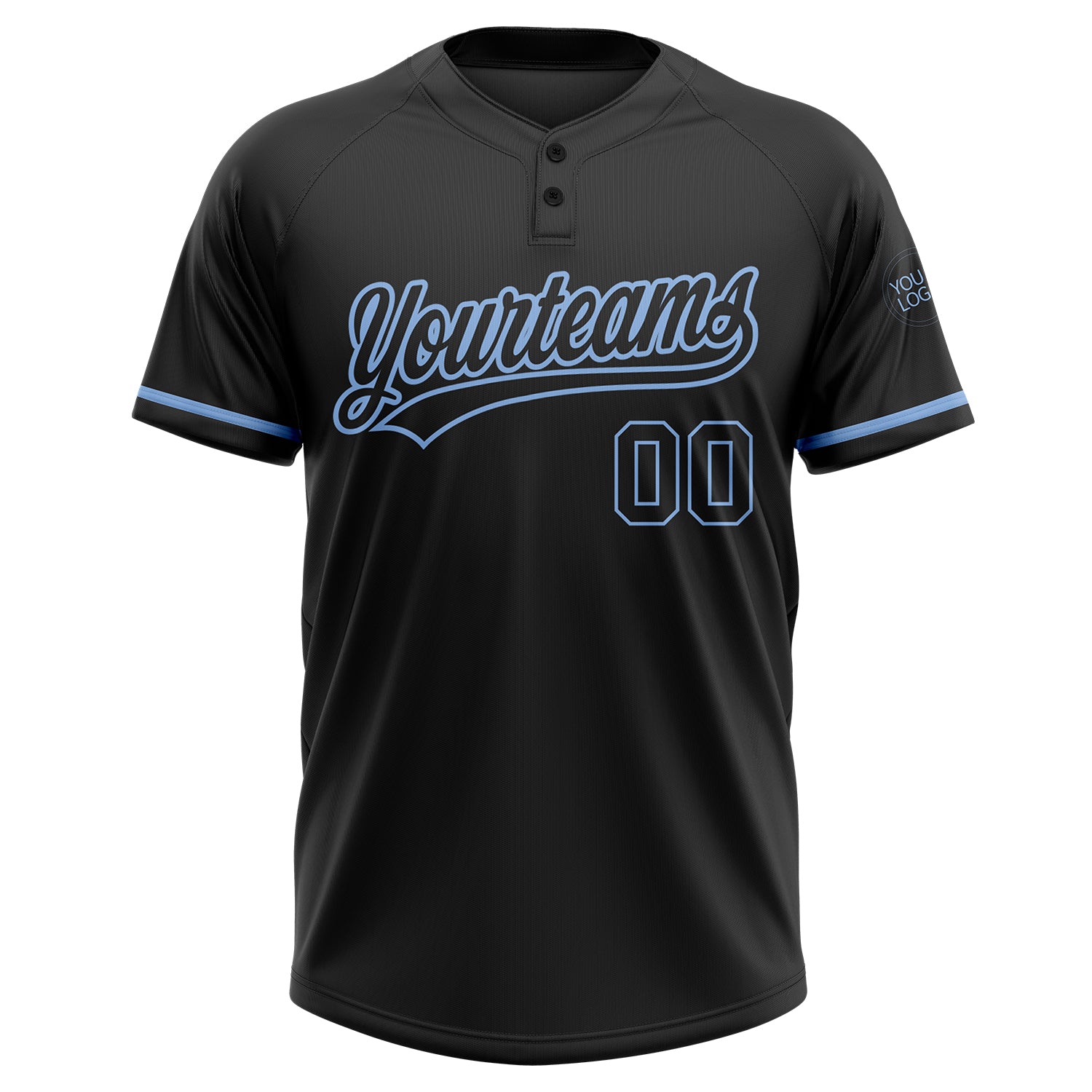 Custom Sky Blue White Black-Light Blue Two-Button Softball Jersey