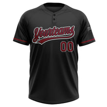 Загрузить изображение в средство просмотра галереи, Custom Black Crimson-White Two-Button Unisex Softball Jersey
