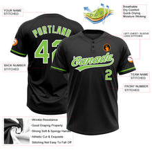 Load image into Gallery viewer, Custom Black Neon Green-White Two-Button Unisex Softball Jersey
